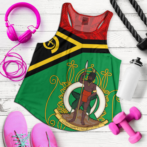 Vanuatu Women Tank Melanesia Flag And Coat Of Arms