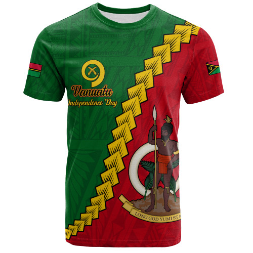 Vanuatu T-Shirt Tribal Coat Of Arms With Flag Independence Day
