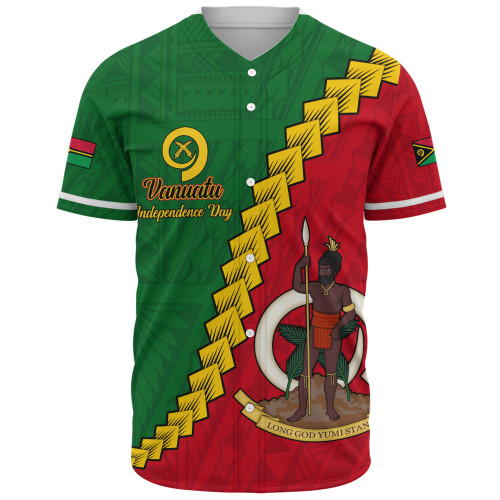 Vanuatu Baseball Shirt Tribal Coat Of Arms With Flag Independence Day