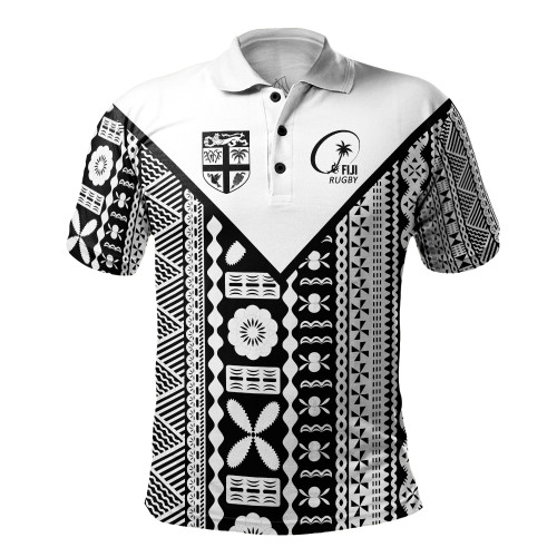 Fiji Rugby Tapa Polo Shirt Fiji Flag Coat Of Arms Pattern1