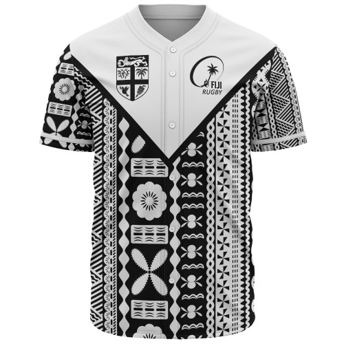 Fiji Rugby Tapa Baseball Shirt Fiji Flag Coat Of Arms Pattern1