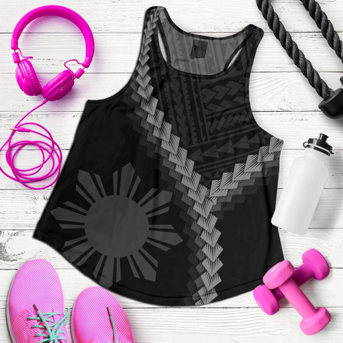 Philippines Filipinos Women Tank Filipinos Sun Polynesian Tattoo Style1