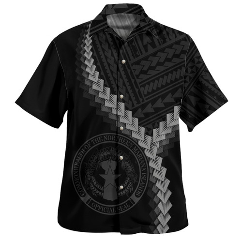 Northern Mariana Islands Hawaiian Shirt Coat Of Arm Polynesian Tattoo Style1