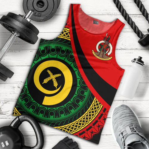 Vanuatu Tank Top Custom Melanesian Tribal Circle Tattoo Style