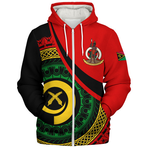 Vanuatu Sherpa Hoodie Custom Melanesian Tribal Circle Tattoo Style
