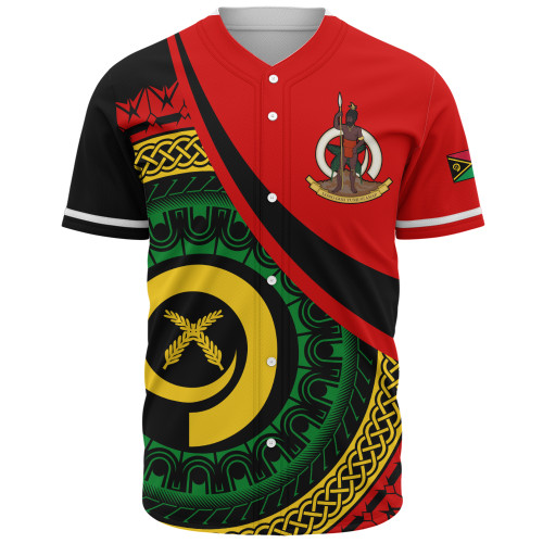 Vanuatu Baseball Shirt Custom Melanesian Tribal Circle Tattoo Style