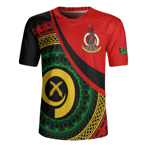 Vanuatu Rugby Jersey Custom Melanesian Tribal Circle Tattoo Style