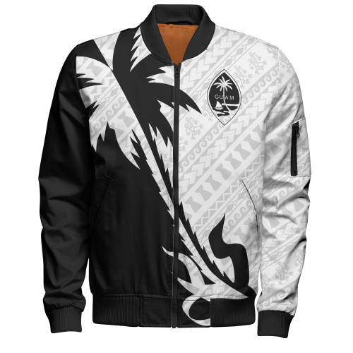 Guam Bomber Jacket Custom Tribal Coconut Tree Half Style