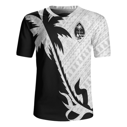 Guam Rugby Jersey Custom Tribal Coconut Tree Half Style
