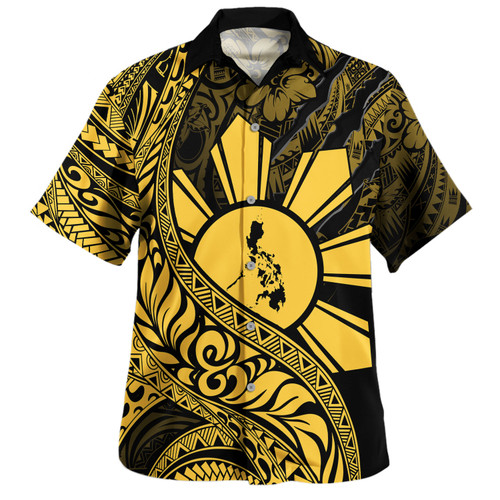 Philippines Filipinos Hawaiian Shirt Golden Sun Tribal Pattern Style