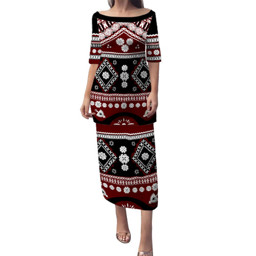 Fiji Puletasi Bula Masi Pattern Design Flower