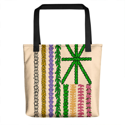 Hawaii Tote Bag Lei Flower Flag Design