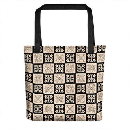 Hawaii Tote Bag Puakenikeni Lei Seamless Pattern Cream
