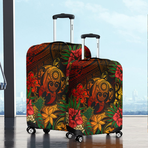 Hawaii Luggage Cover Tribal Polynesia Sea Turtle Design Pacific Dream Reggae