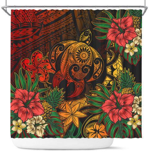 Hawaii Shower Curtain Tribal Polynesia Sea Turtle Design Pacific Dream Reggae