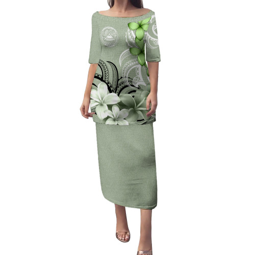 American Samoa Puletasi Floral Spirit Sage Green1