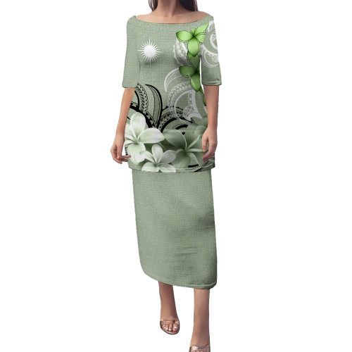 Marshall Islands Puletasi Floral Spirit Sage Green1