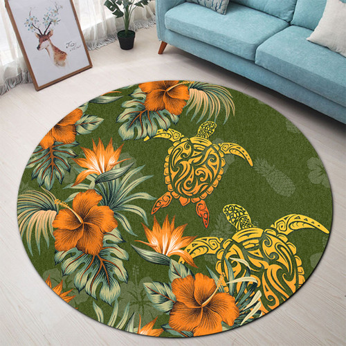 Polynesian Round Rug Polynesian Tropical Summer1
