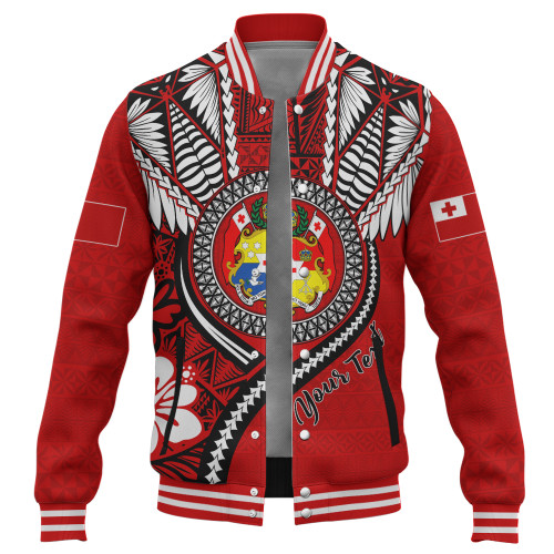 Tonga Baseball Jacket Custom Tribal Ngatu Pattern Circle Style