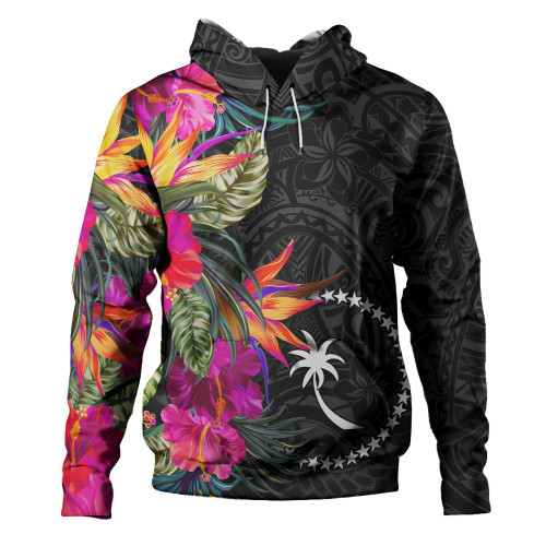 Chuuk State Hoodie Polynesian Hibiscus Pattern1