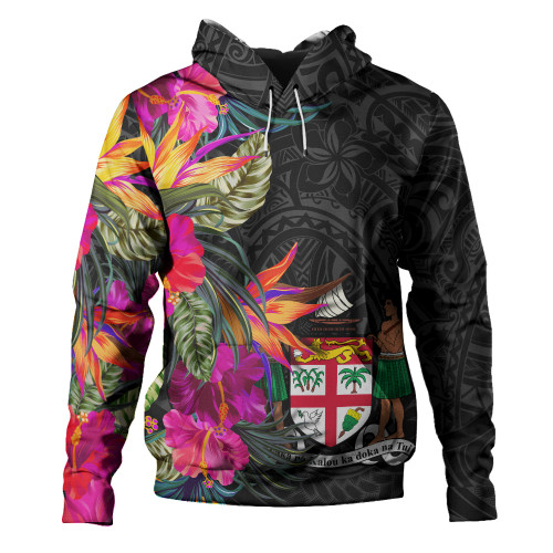 Fiji Hoodie Polynesian Hibiscus Pattern1