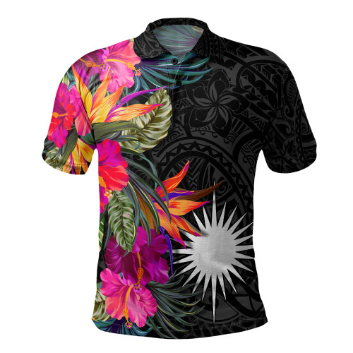 Marshall Islands Polo Shirt Polynesian Hibiscus Pattern1