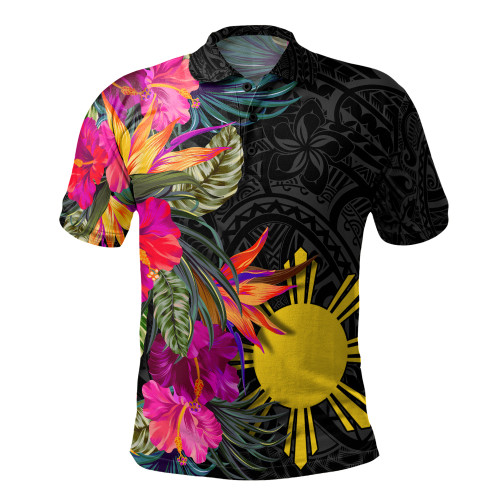 Philippines Filipinos Polo Shirt Polynesian Hibiscus Pattern1