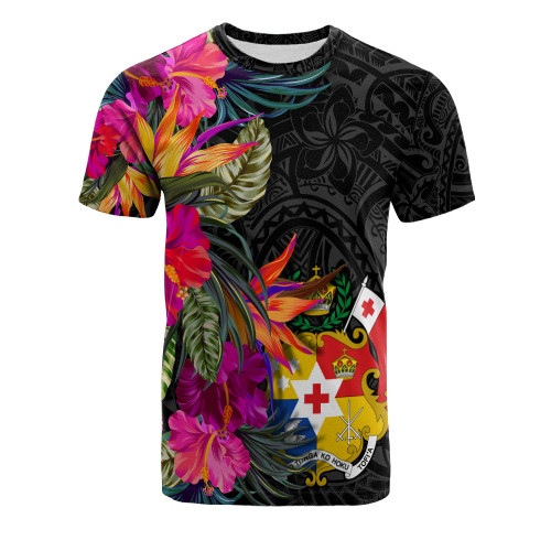 Tonga T-Shirt Polynesian Hibiscus Pattern1