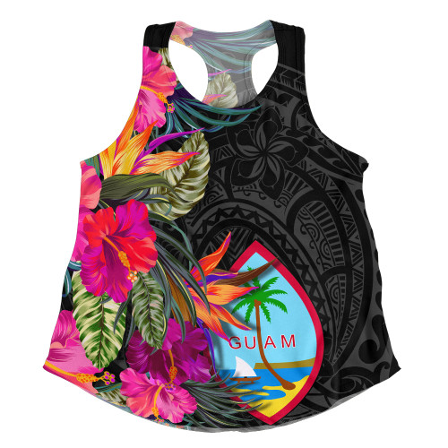 Guam Women Tank Polynesian Hibiscus Pattern1
