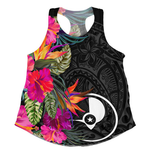 Yap State Women Tank Polynesian Hibiscus Pattern1