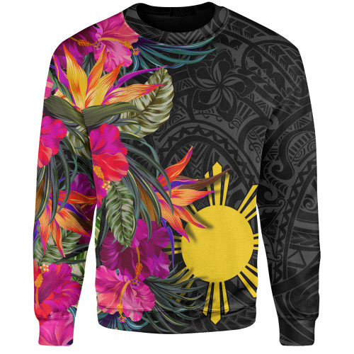 Philippines Filipinos Sweatshirt Polynesian Hibiscus Pattern1