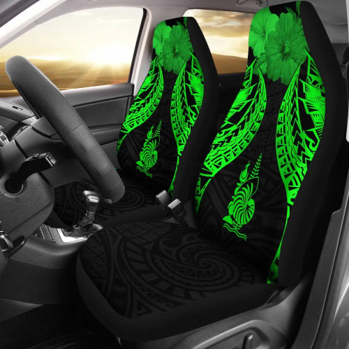 New Caledonia Polynesian Car Seat Covers Pride Seal And Hibiscus Green