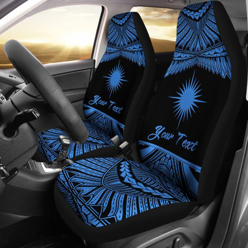 Marshall Islands Polynesian Custom Personalised Car Seat Covers - Pride Blue Version