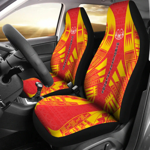 Marquesas Islands Car Seat Covers - Marquesas Islands Tiki Face Polynesian Tattoo Flag