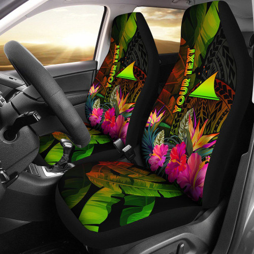 Tokelau Polynesian Personalised Car Seat Covers - Hibiscus and Banana Leaves