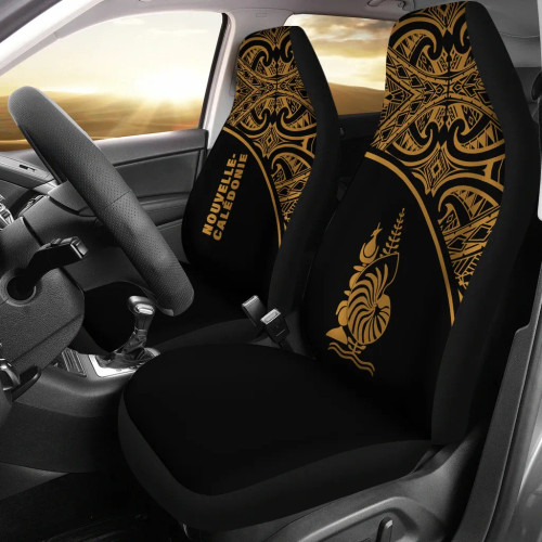New Caledonia Car Seat Covers - New Caledonia Coat Of Arms Polynesian Gold Curve