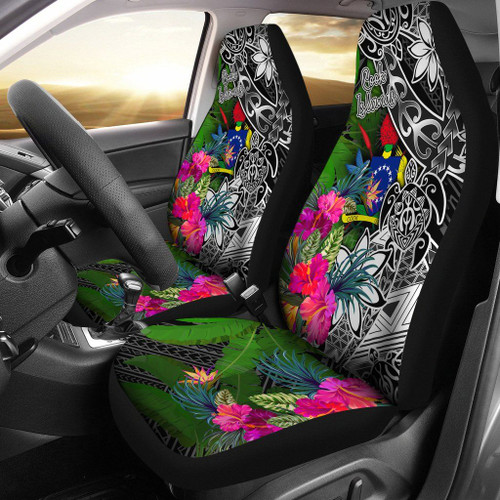 Cook Islands Car Seat Covers - Turtle Plumeria Banana Leaf