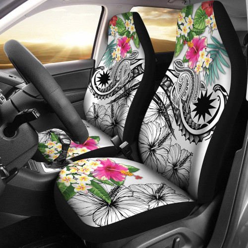 Nauru Polynesian Car Seat Covers - Summer Plumeria (White)