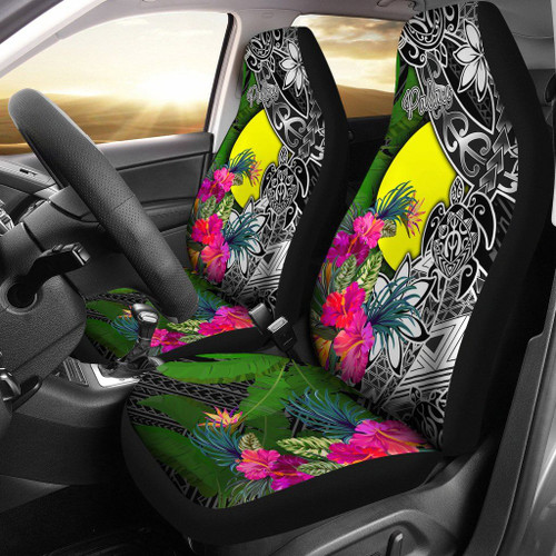 Palau Car Seat Covers - Turtle Plumeria Banana Leaf