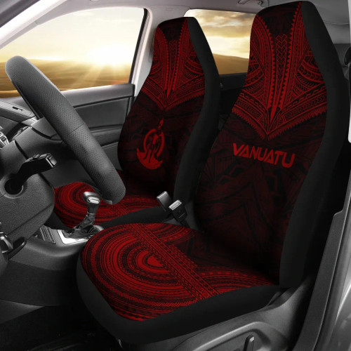 Vanuatu Car Seat Cover - Vanuatu Coat Of Arms Polynesian Chief Tattoo Red Version