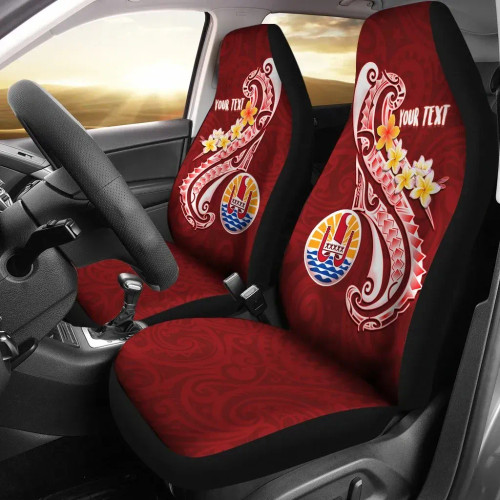 Tahiti Personalised Car Seat Covers - Tahiti Seal Polynesian Patterns Plumeria
