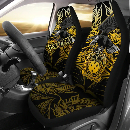 Samoa Polynesian Custom Personalised Car Seat Covers - Eagle Tribal Pattern Yellow