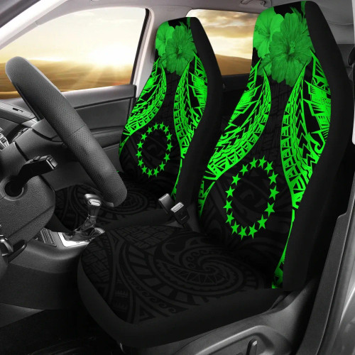 Cook islands Polynesian Car Seat Covers Pride Seal And Hibiscus Green