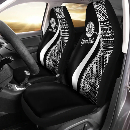 Tahiti Custom Personalised Car Seat Covers - White Polynesian Tentacle Tribal Pattern