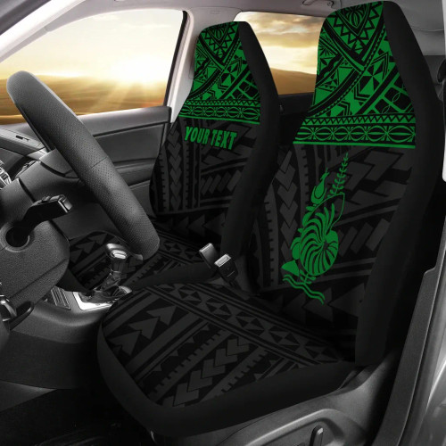 New Caledonia Custom Personalised Car Seat Covers - New Caledonia Green Coat Of Arms Polynesian Tattoo