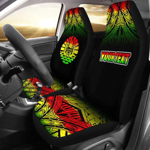 French Polynesia Custom Personalised Car Seat Covers - French Polynesia Coat Of Arms Fog Reggae Style