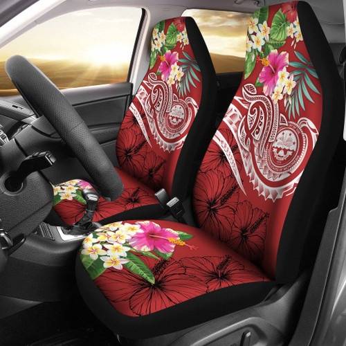 FSM Polynesian Car Seat Covers - Summer Plumeria (Red)