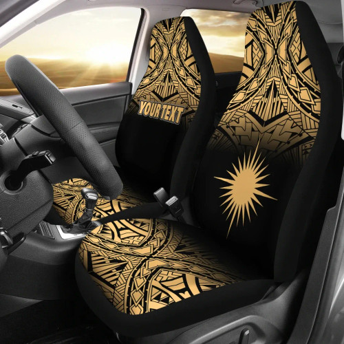 Marshall Islands Car Seat Covers - Marshall Islands Flag Polynesian Tattoo Gold Fog