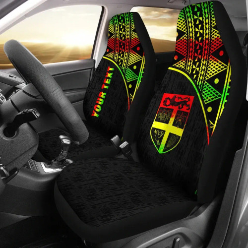 Fiji Tapa Custom Personalised Car Seat Covers - Fiji Flag Polynesian Reggae Curve