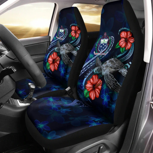Samoa Polynesian Car Seat Covers - Blue Turtle Hibiscus